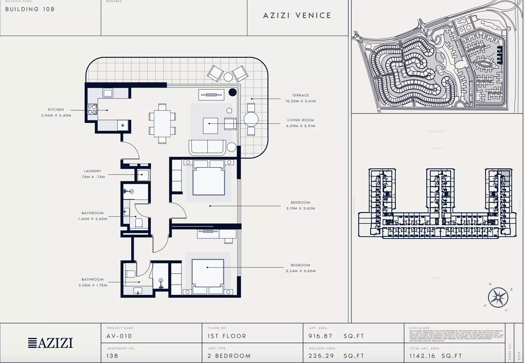 Azizi Venice 10 Type 138-Building B, 2 beds