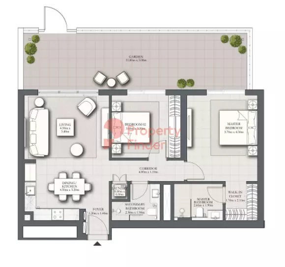Park Horizon Type D1 building 2 level 1 unit 101, 2 beds