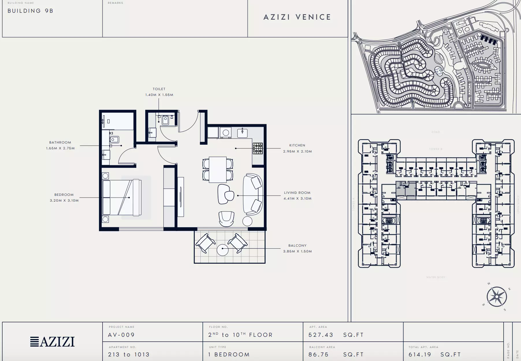 Azizi Venice 9 Type 213-Building B, 1 bed