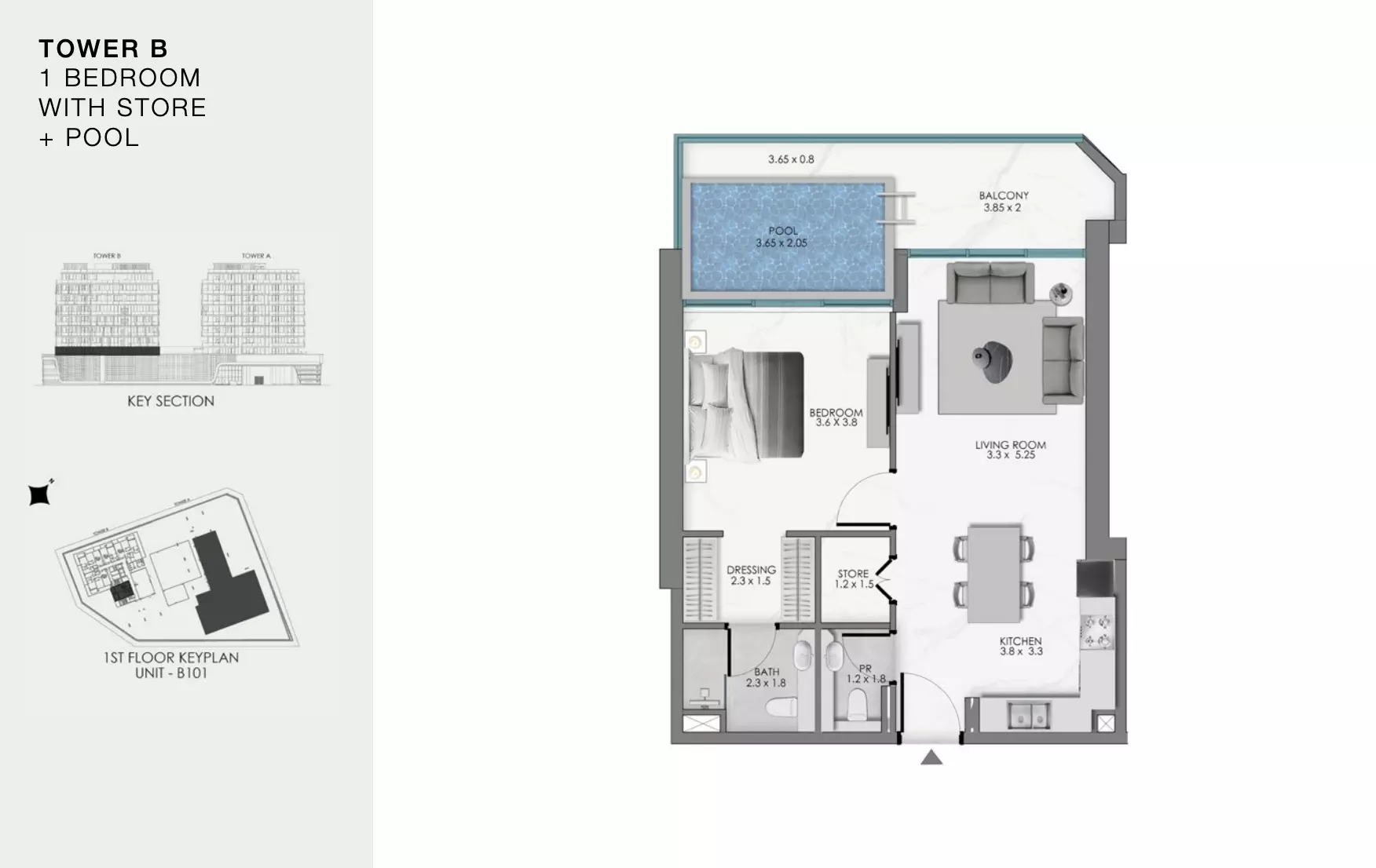 Ocean Bay by Samana Type B101, 1 bed