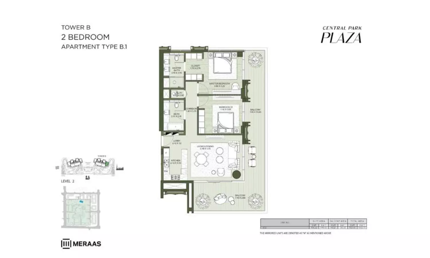 Central Park Plaza — 2BR floor plan