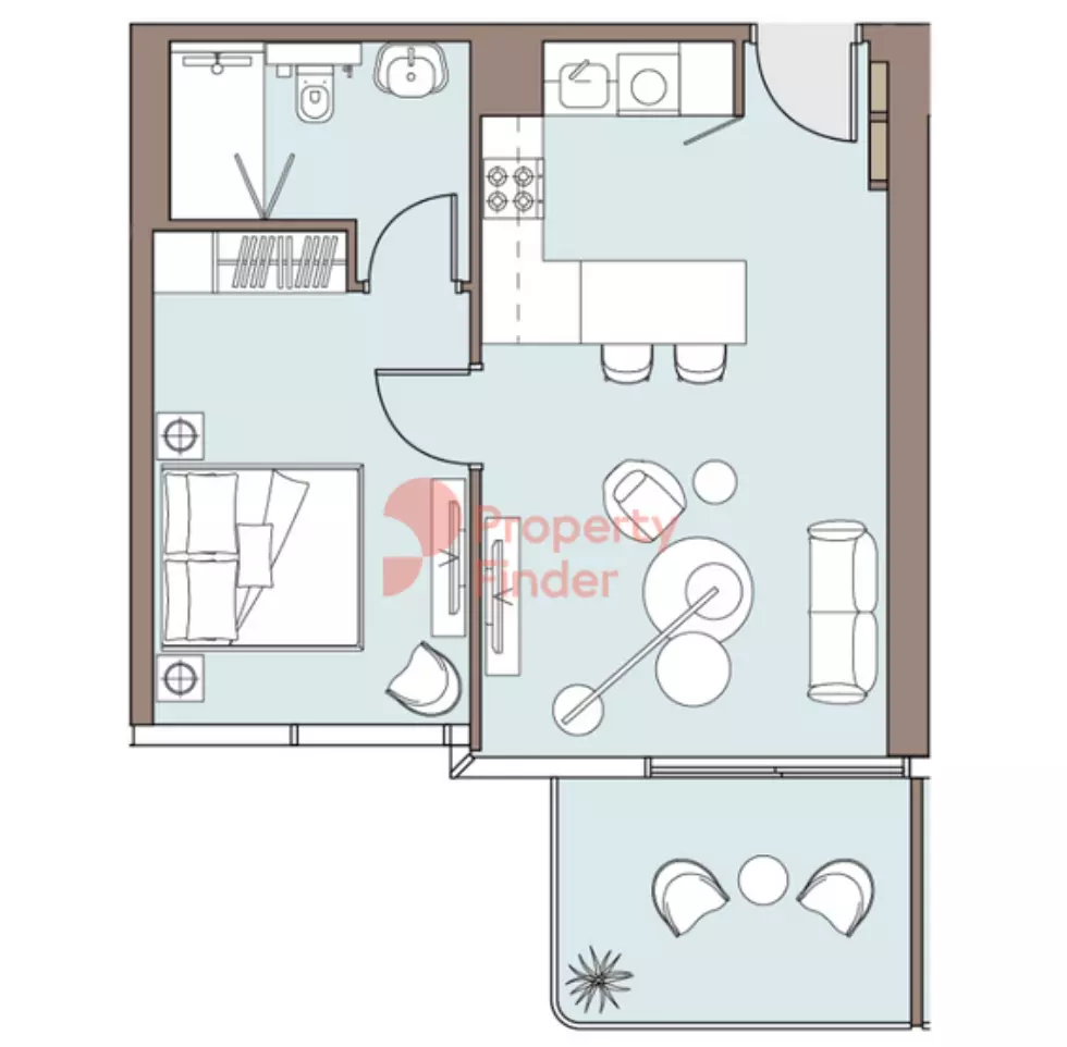 Nautica By Select Group — 1BR floor plan