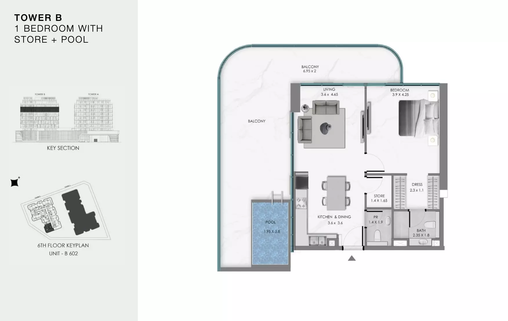 Ocean Bay by Samana Type 7-Tower B, 1 bed