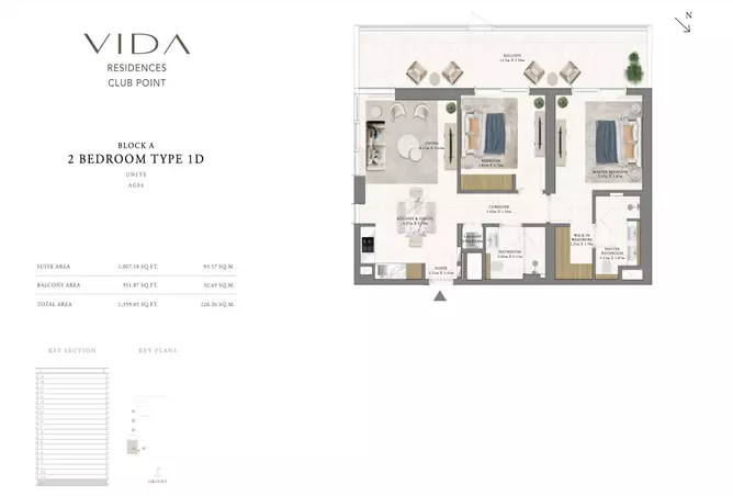 Vida Residences Club Point — 2BR floor plan