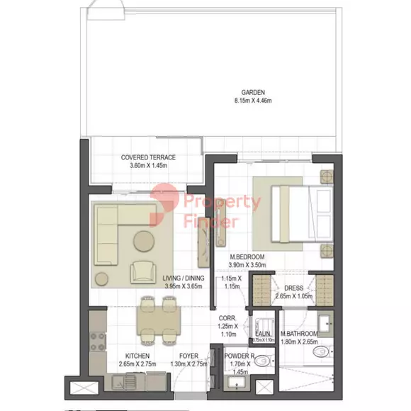 Aysha Residences By Eagle Hills B2-TYPE 1B-1, 1 bed