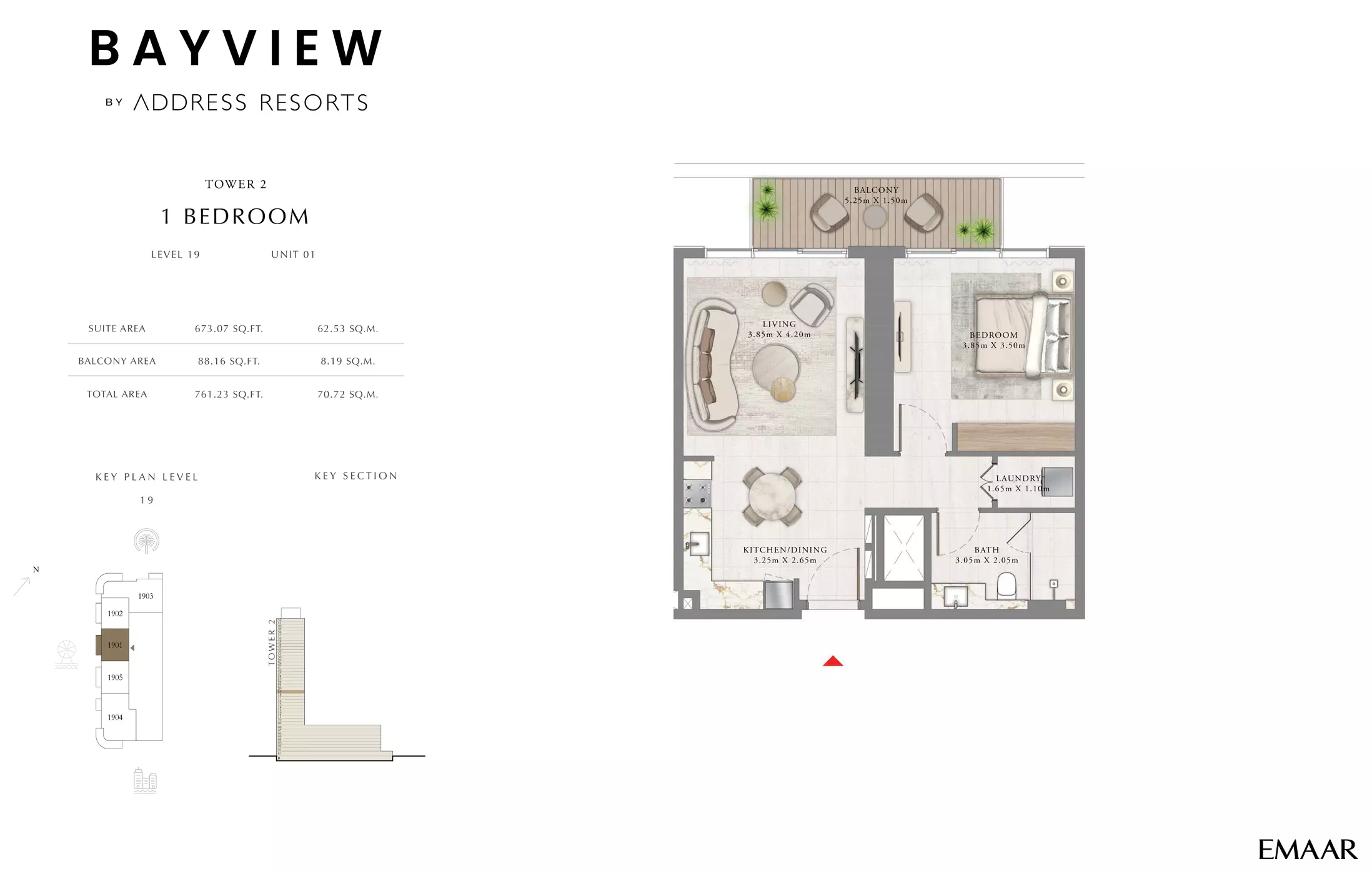 Bayview By Emaar Unit 1, Level 19, 1 bed