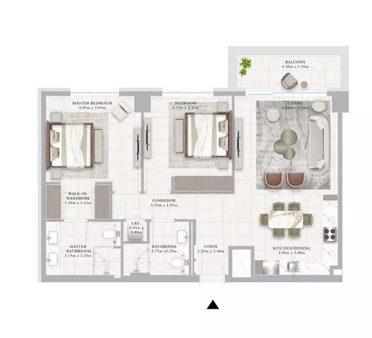 Ocean Point 1 By Emaar B2-Type 3A, 2 beds