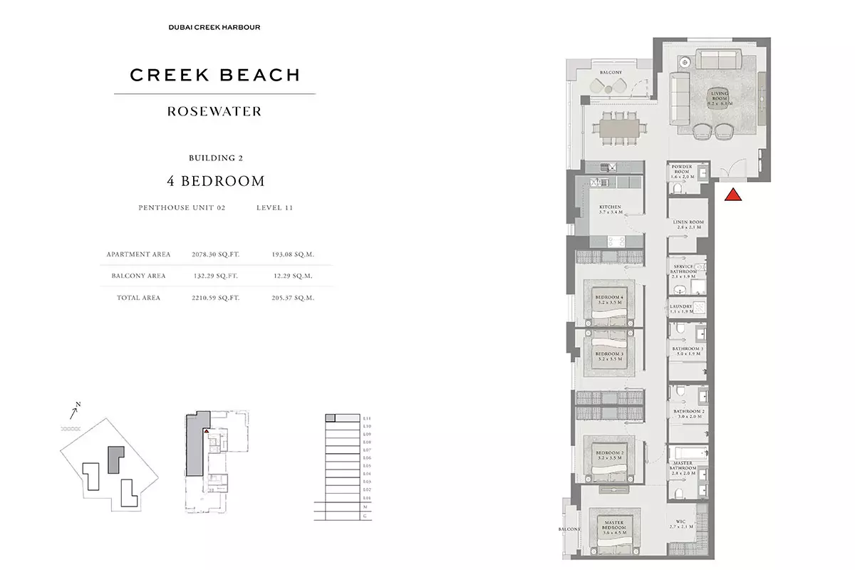 Creek Beach Rosewater B2-Type A, 4 beds