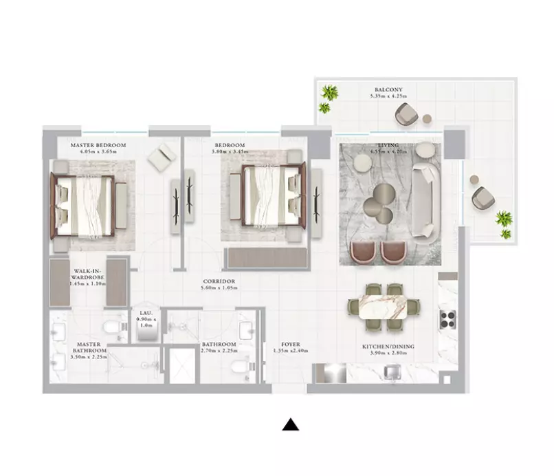 Ocean Point 1 By Emaar — 2BR floor plan