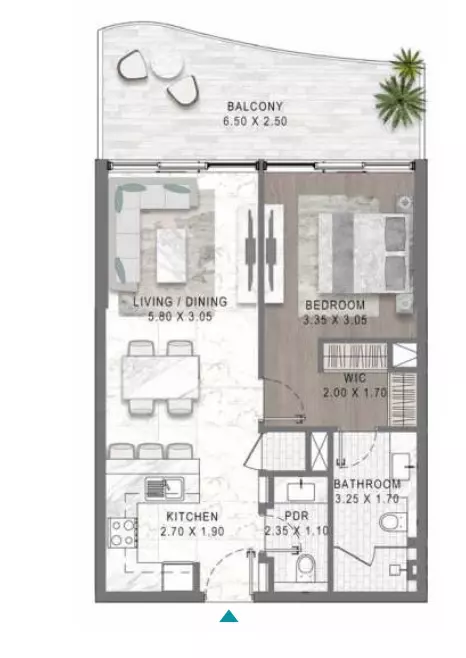 Lagoons Views Phase 2 By Damac Tower 11C, 11D, 12C & 12D Type 19, 1 bed