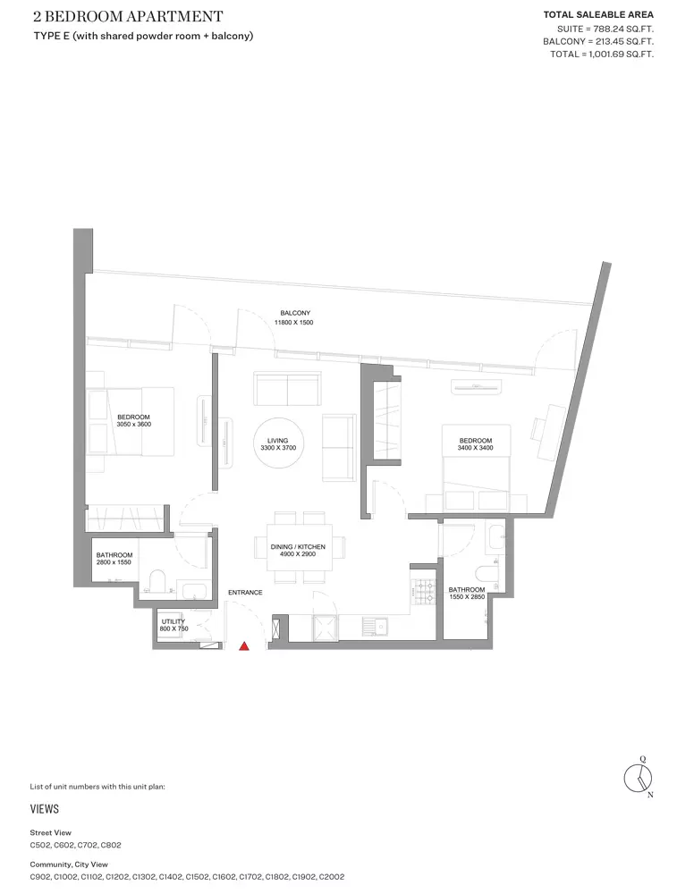 Sobha Orbis Type E-Tower C, 2 beds