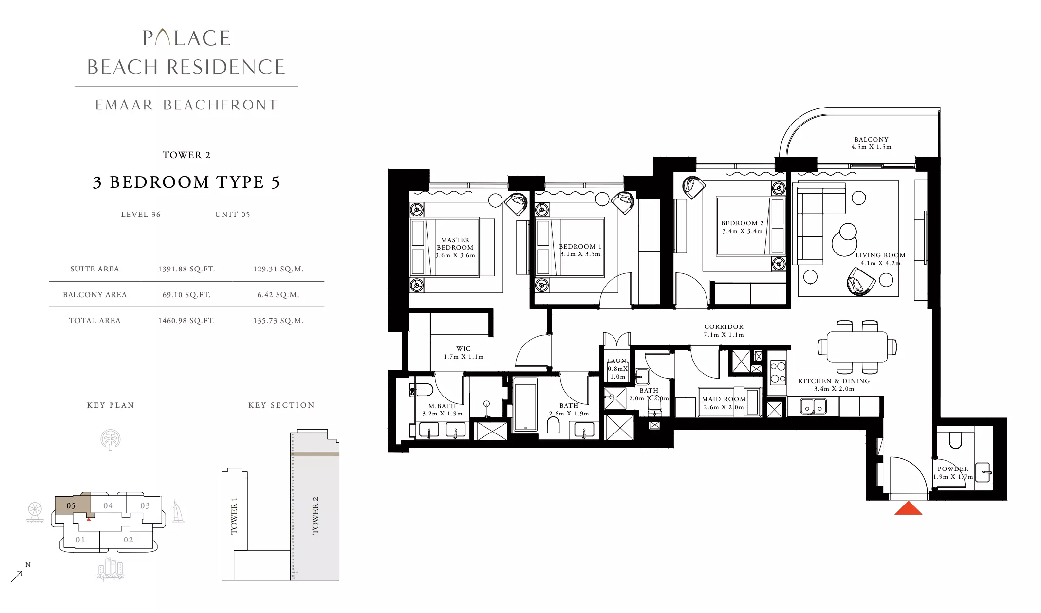 Palace Beach Residence Type 5, 3 beds