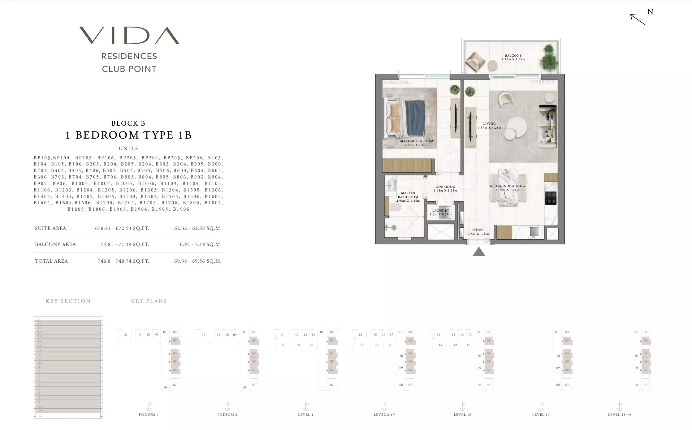 Vida Residences Club Point Type 1 B - Block B, 1 bed