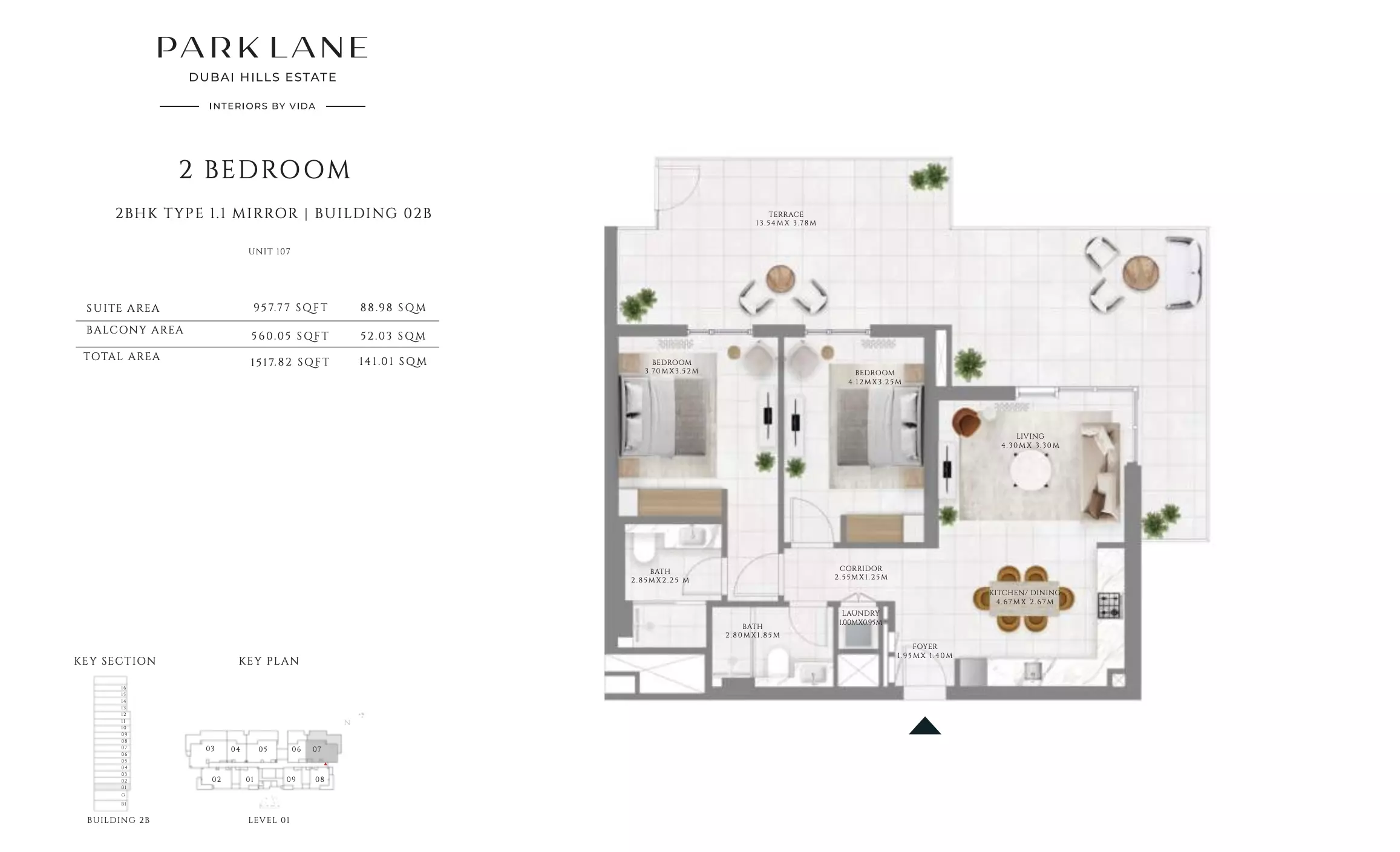 Park Lane Residences by Emaar Type 1.1 - Building 02B, 2 beds