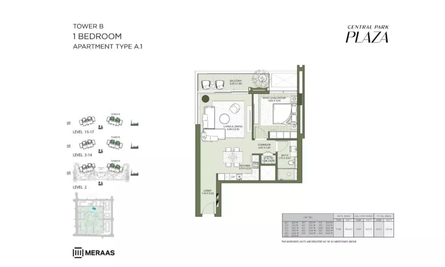 Central Park Plaza — 1BR floor plan