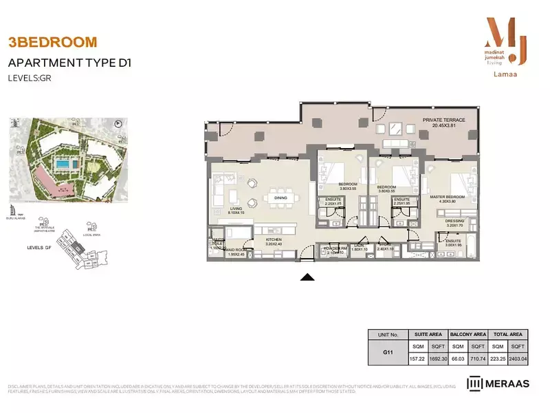 Lamaa Mjl Building 2 - Type D1 - Unit G11, 3 beds