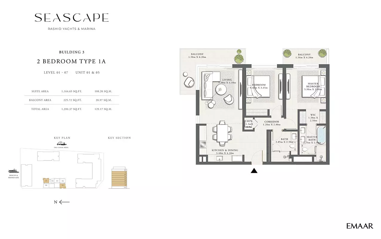 Seascape B3-Type 1A, Level 01-07, Unit 01 & 05, 2 beds