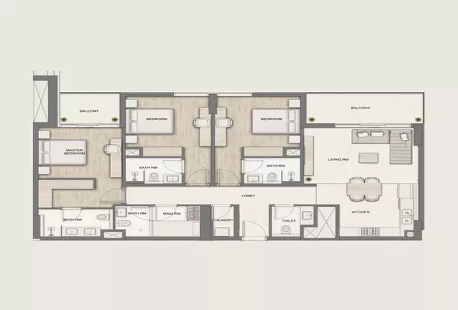 Al Hamra Greens — 3BR floor plan