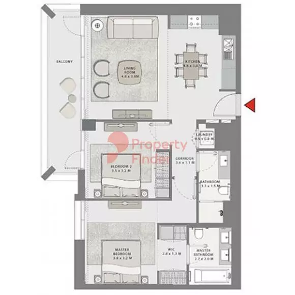 Creek Beach Grove — 2BR floor plan