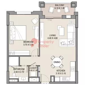 Asayel — 1BR floor plan