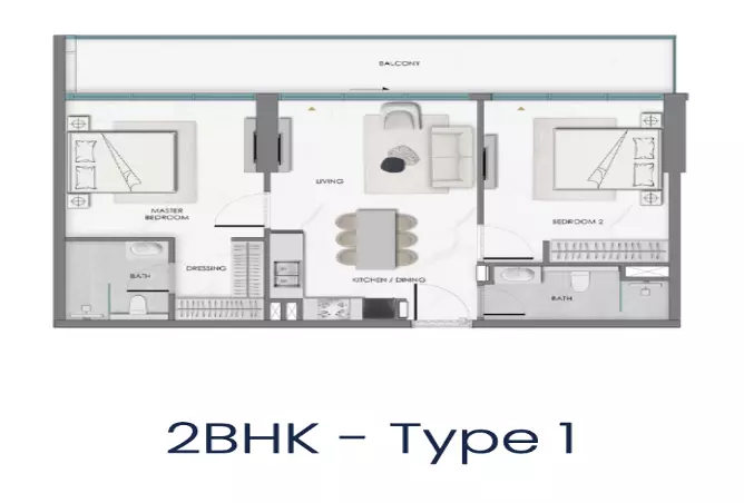 Samana Hills South 2 — 2BR floor plan