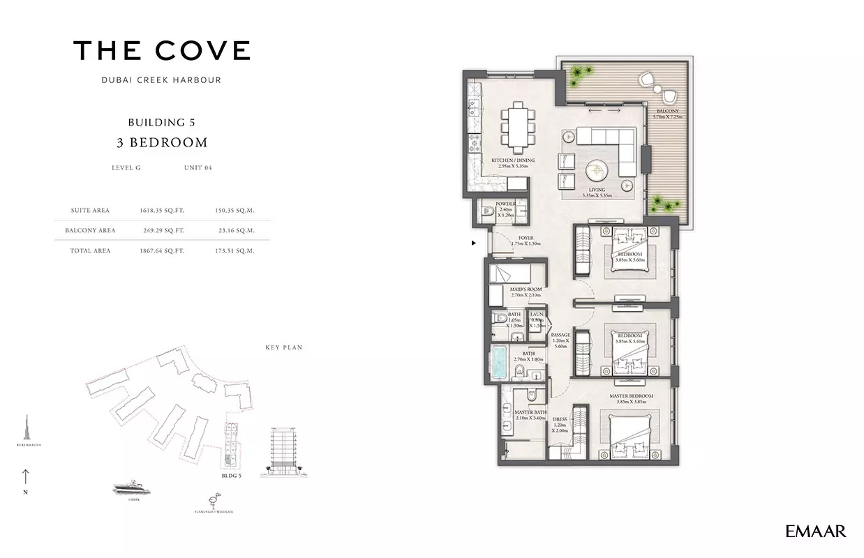 The Cove Phase 2 By Emaar Building 5 - Level G, Unit 04, 3 beds