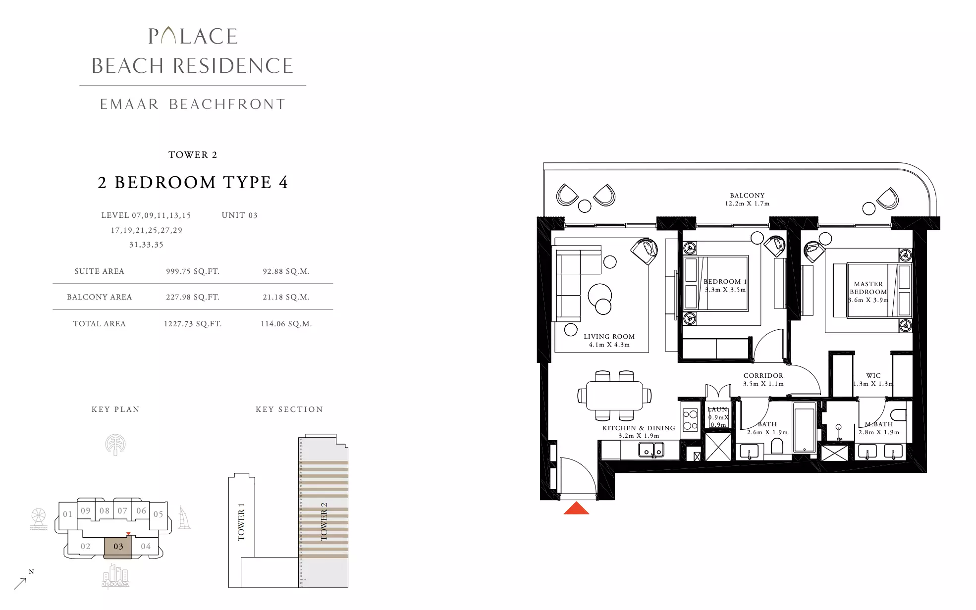 Palace Beach Residence Type 4, 2 beds
