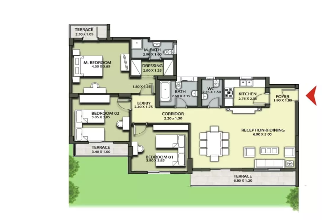 صورة مخطط ارضية الوحدة