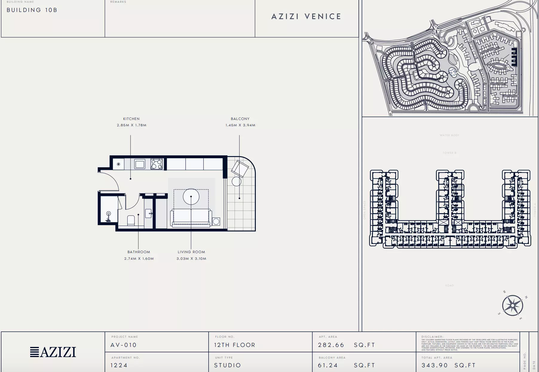 Azizi Venice 10 Type 1224-Building B, studio