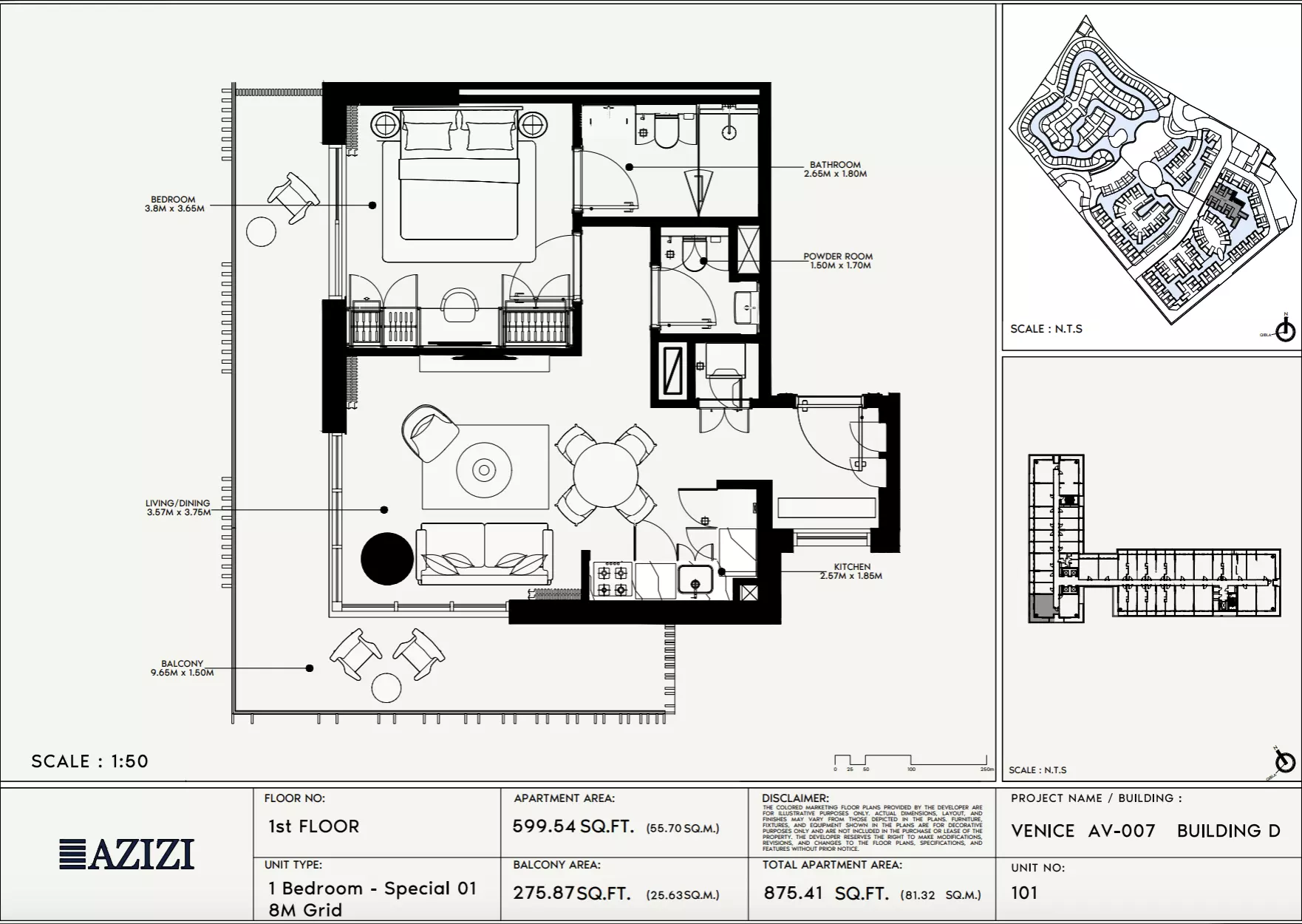Azizi Venice 7 Type 101-Building D, 1 bed