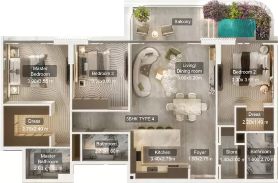Villa Del Divos Residences — 3BR floor plan