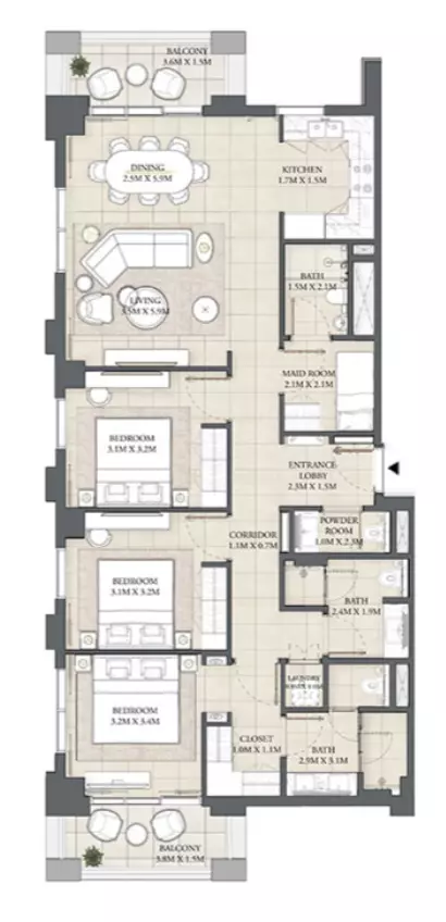 Cedar Creek Beach B2-Level 2-4, Unit 07, 3 beds