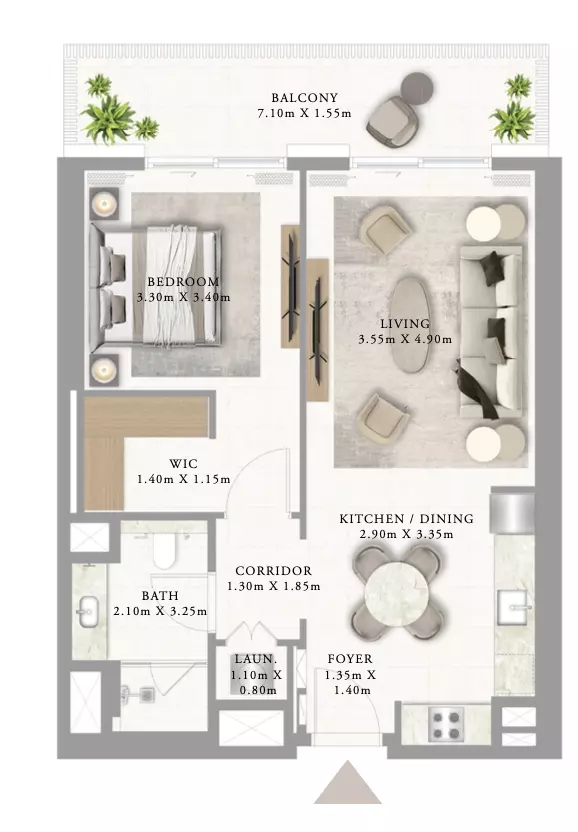 Address Residences Al Marjan Island Building 2 _ Type 3 1BDR, 1 bed