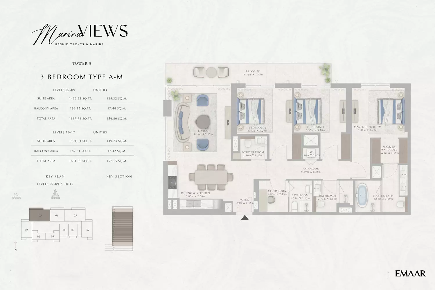 Marina Views Type 3-Tower 3, 3 beds