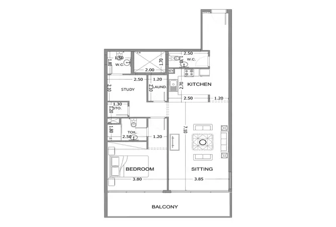 Sea View Residence By Sama Mayas — 1BR floor plan