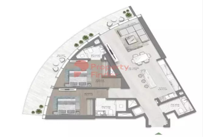 Canal Crown 2 — 2BR floor plan