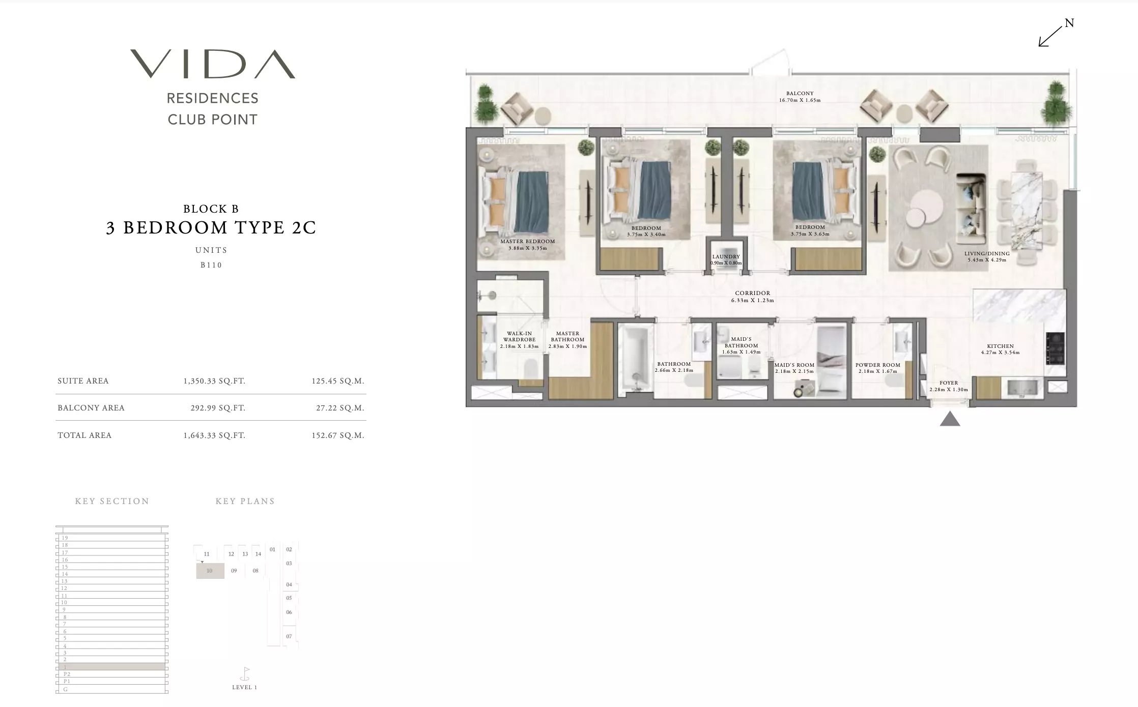 Vida Residences Club Point Type 2 C - Block B, 3 beds