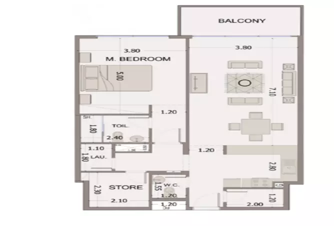 Sea View Residence Club House — 1BR floor plan