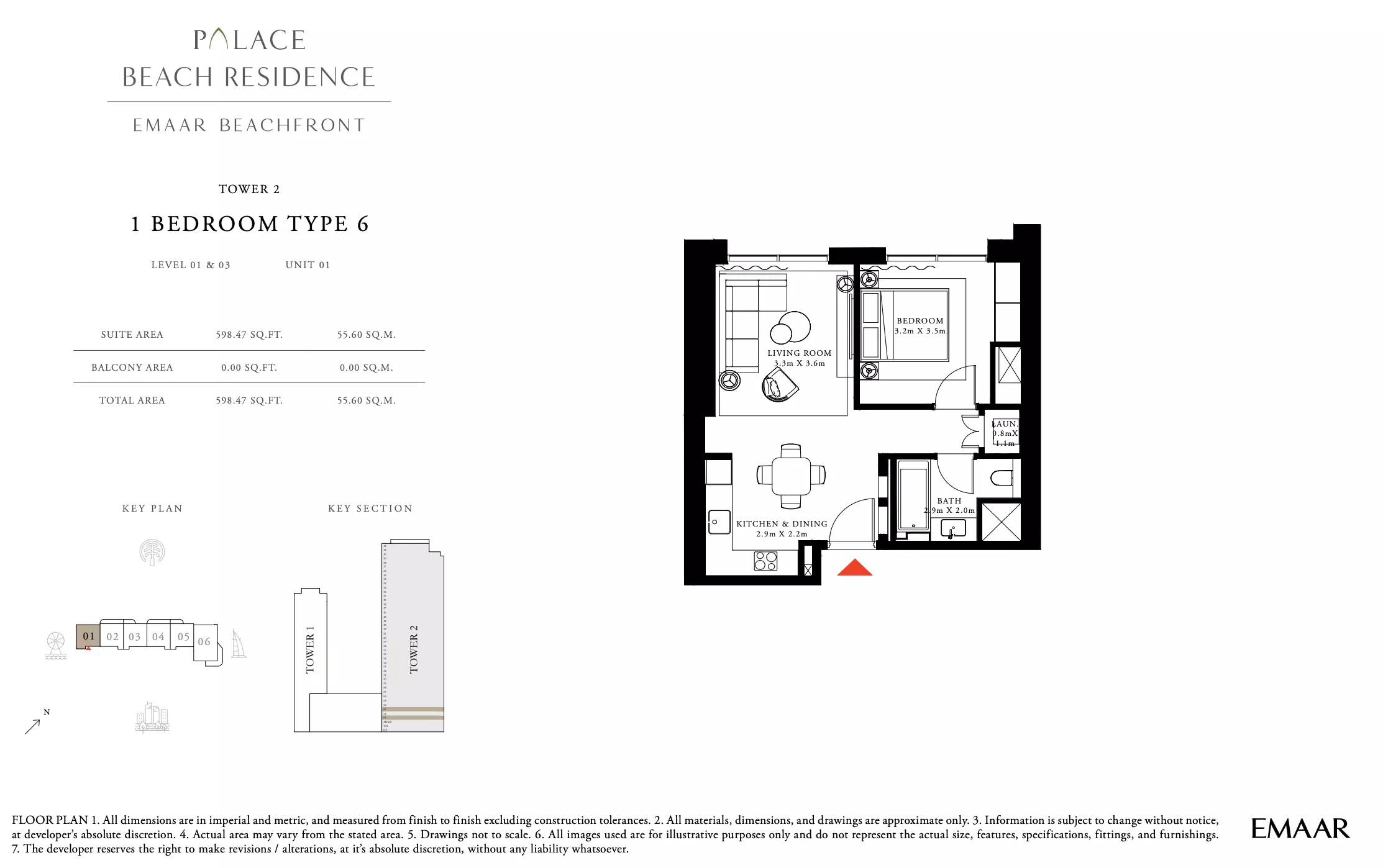 Palace Beach Residence Type 6, 1 bed