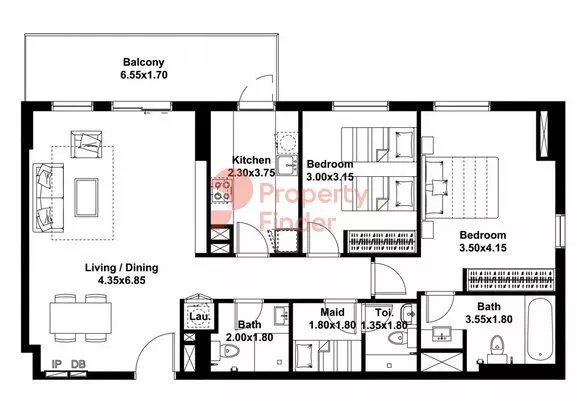 Midtown Noor Type-B Level-1 Building 7, 2 beds