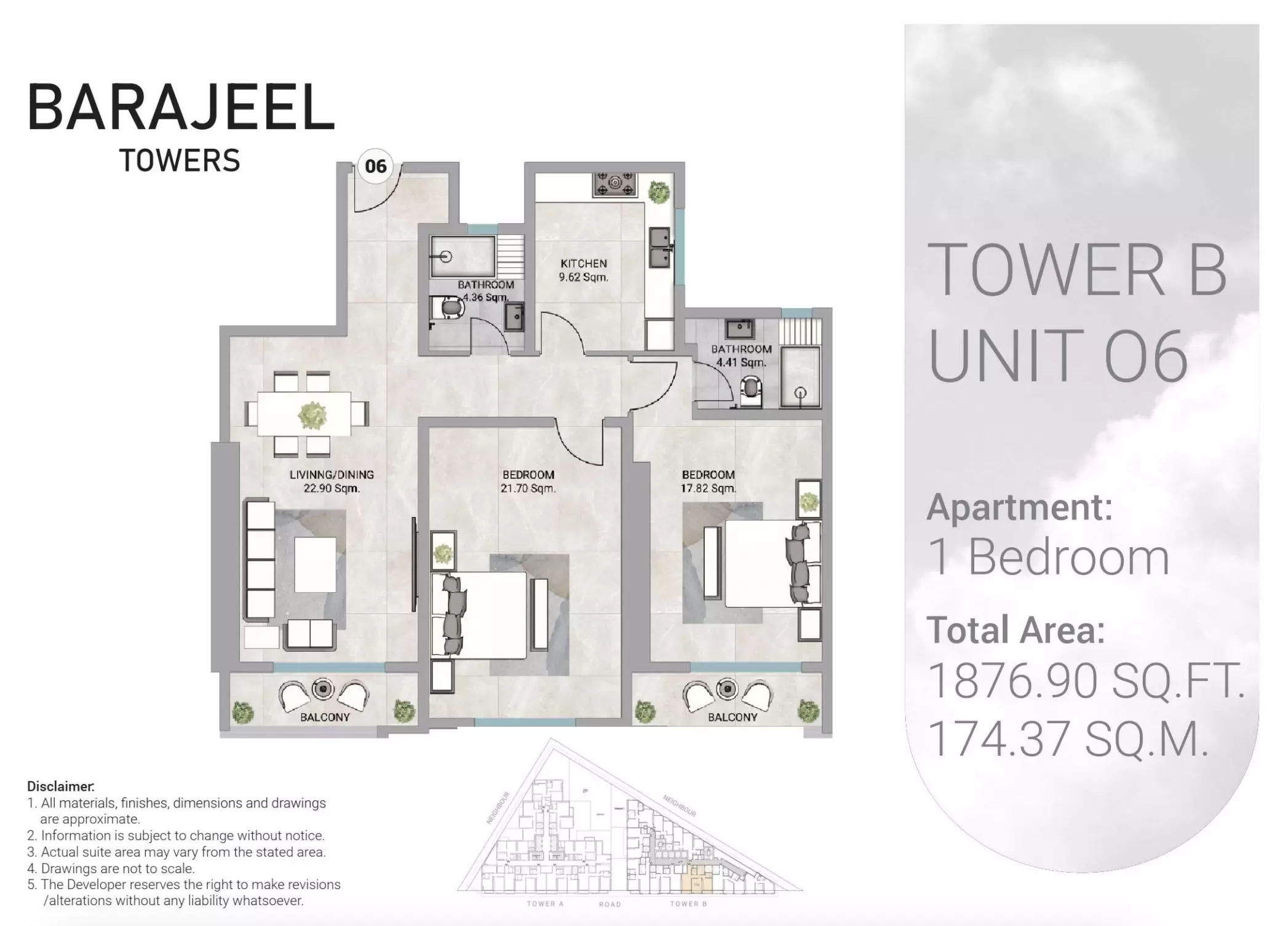 Barajeel Towers — 1BR floor plan