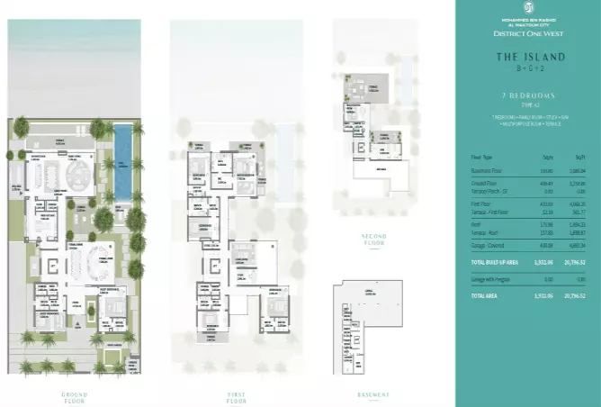 District One West By Nakheel — 7BR floor plan