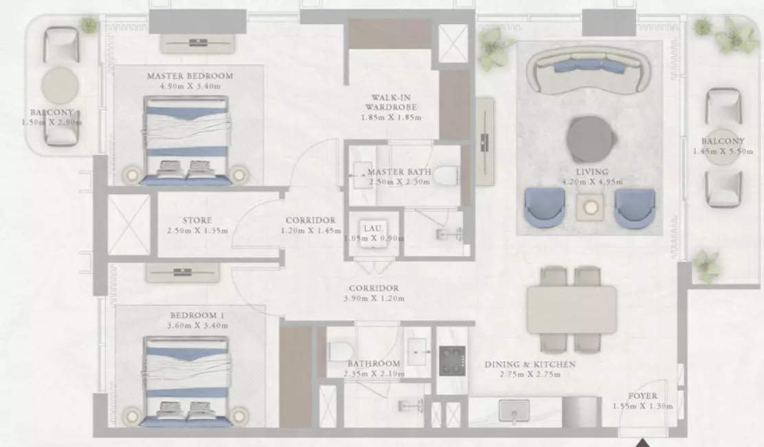 Marina Views Type 2-Tower2, 2 beds