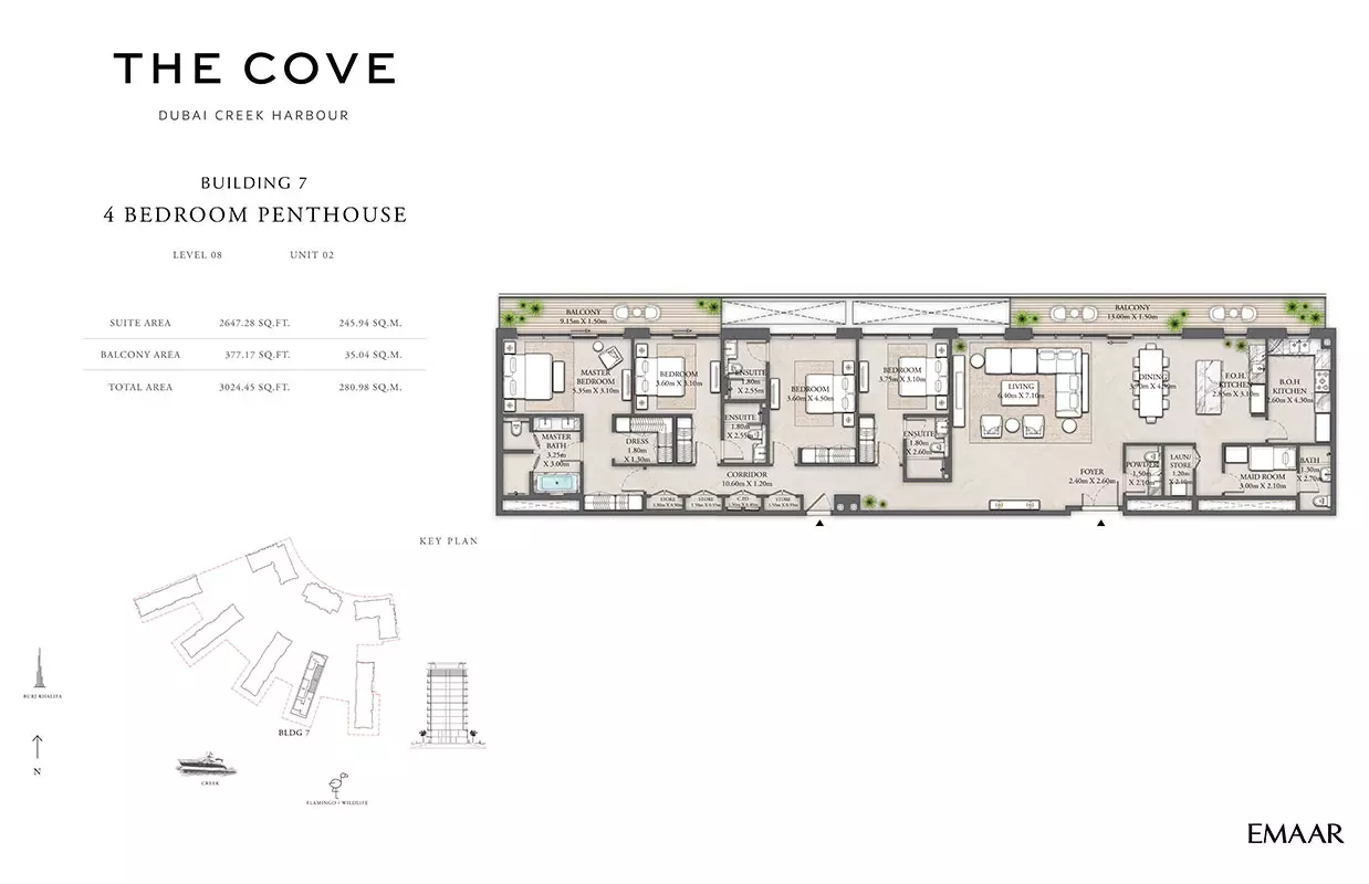 The Cove Phase 2 By Emaar Building 7 - Level 08, Unit 02, 4 beds