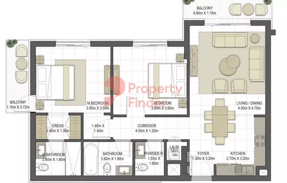 Aysha Residences By Eagle Hills B2-TYPE 2A-4, 2 beds