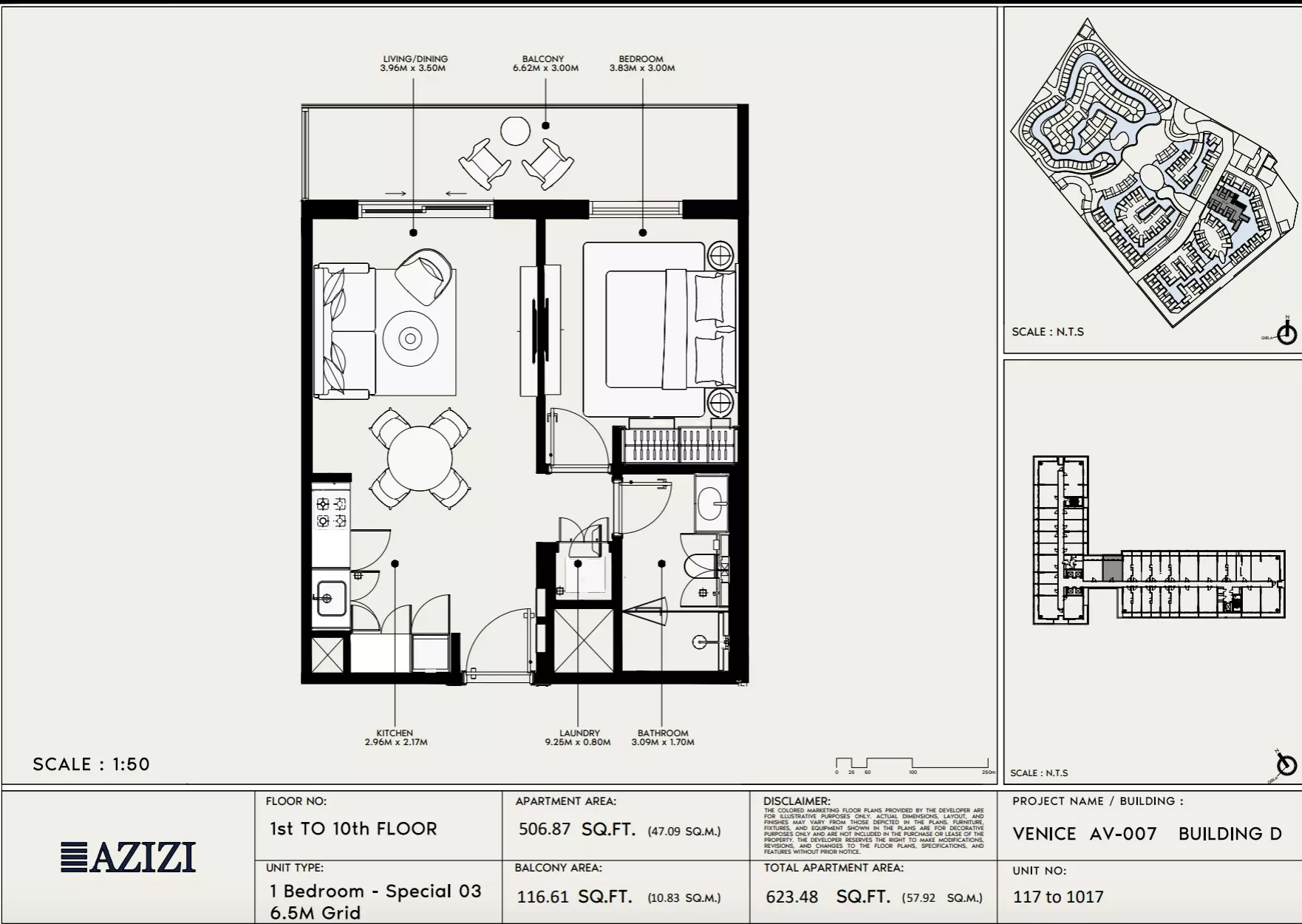 Azizi Venice 7 Type 117-Building D, 1 bed