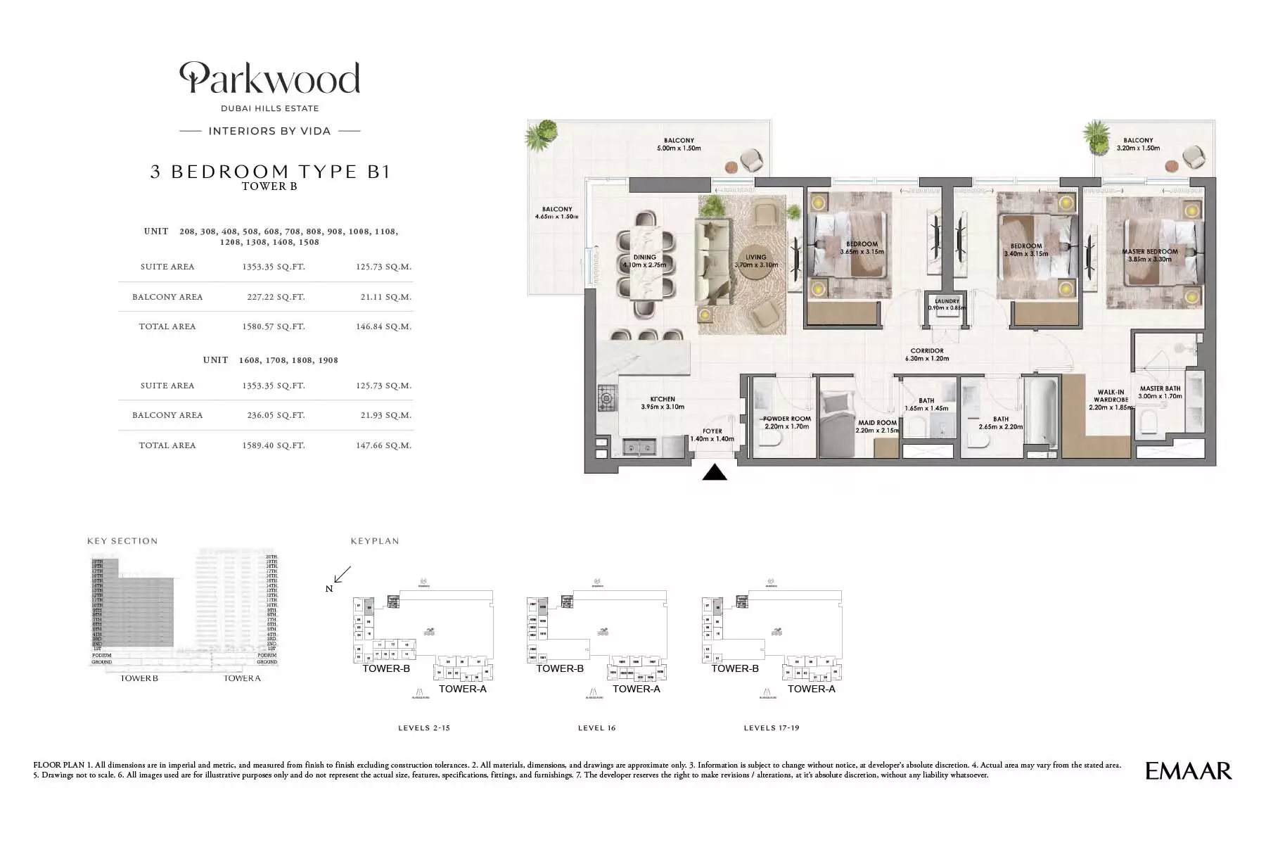 Parkwood Type B1-Tower B, 3 beds