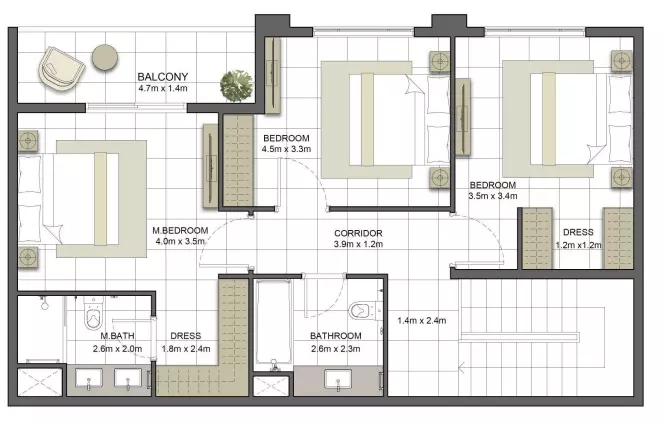 Crystal Residences Townhouse - Type 3TH-1, 3 beds