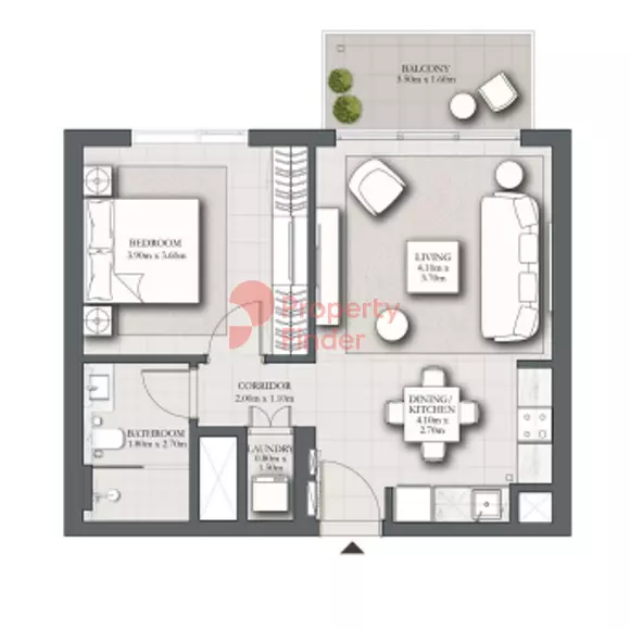 Park Horizon Type B building 2 level 2-19 unit 5, 1 bed