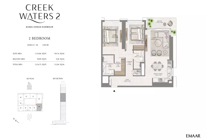 Creek Waters 2 — 2BR floor plan